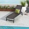 Costway Patio Galvanized Steel Chaise Lounge with Wheels Outdoor PE Rattan Recliner Chair